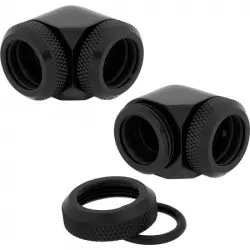 Corsair Racro 14 mm de 90° Hydro X Series XF Rígido Pack de 2 Unidades Negro