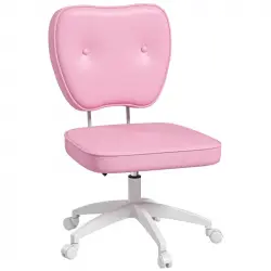 Vinsetto Silla De Escritorio Tapizada En Pu Sin Brazos 46x59x82-92 Cm Rosa