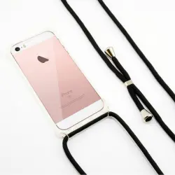 Ksix Funda Cordón Negro TPU Transparente para iPhone SE 2020