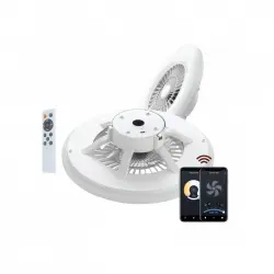Muvit iO Lámpara Superficie Techo WIFI Blanco CCT con Ventilador y Compatible con Asistentes de Voz 600x170mm