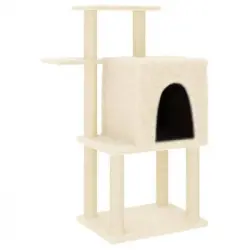 Rascador Para Gatos Con Postes De Sisal Color Crema 97 Cm Vidaxl