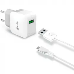 Celly TCUSBMICRO Cargador Ultra Rápido con Cable Micro USB 2.4Ah Blanco