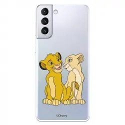 Funda Oficial de Disney Simba y Nala Silueta El Rey León para Samsung Galaxy S21 Plus