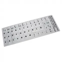 Pegatina Para Convertir Teclado En Español / Castellano Plata Con Letras En Negro