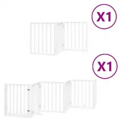 Puerta Para Perros Plegable 9 Paneles Madera Álamo Blanca 450cm Vidaxl