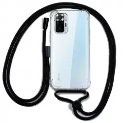 Cool Funda Transparente con Cordón Negro para Xiaomi Redmi Note 10 5G/Pocophone M3 Pro 5G