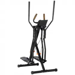 Homcom Bicicleta Elíptica con Pantalla LCD Resistencia Ajustable Ruedas Negra