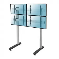 Kimex Soporte de Suelo para 4 Pantallas de TV 45"-55"Altura 240cm VESA 600x400 Máx. 50 Kg