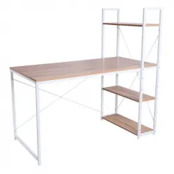 Escritorio con Estantes Kecil 120x60 cm Madera/Blanco