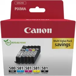Cartucho de Tinta Original Canon PGI-580BK + CLI-581C/M/Y Pack de 4 Unidades