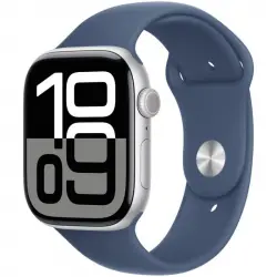 Apple Watch Series 10 GPS 46mm Caja Aluminio Plata con Correa Deportiva Azul Denim S/M
