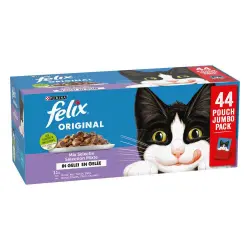 Felix Original Mix en gelatina 44 x 85 g - Pack mixto (salmón, atún, ternera, pollo)