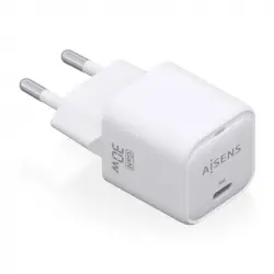 Aisens Cargador GaN 30W 1x USB-C PD3.0 QC4.0 Blanco