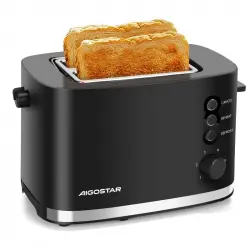 Aigostar Tostador de Dos Rebanadas 800W Negro
