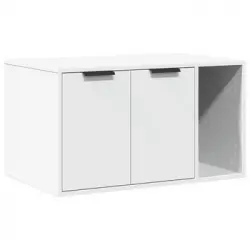 Mueble Arenero Para Gatos Madera Ingeniería Blanco 80x50x45 Cm Vidaxl