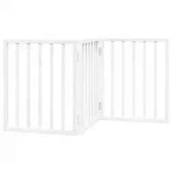 Puerta Para Perros Plegable 3 Paneles Madera Álamo Blanca 150cm Vidaxl