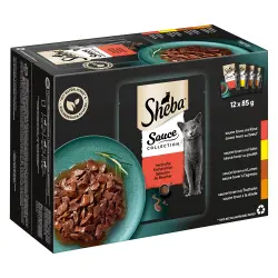 Sheba 12 x 85 g en sobres Multireceta - Selección en salsa (vacuno, pollo, cordero, pavo)