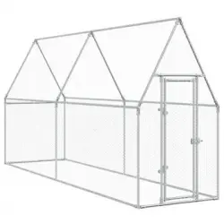 Jaula Para Gallinas Acero Galvanizado Plateado 400x100x190 Cm Vidaxl
