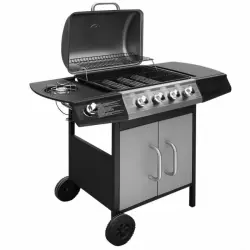 VidaXL Barbacoa Grill de Gas 4+1 Fogones Negra/Plateada