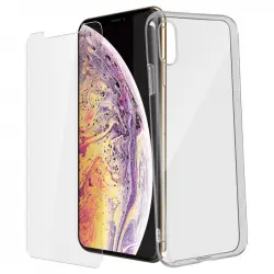 Avizar Funda de Silicona Transparente + Cristal Templado para Apple iPhone XS Max