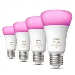 Philips Hue White and Color Ambiance Pack 4 Bombillas LED Inteligentes E27 6.5W RGB
