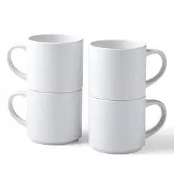 Cricut Taza de Cerámica Apilable 300ml Blanca 4 Unidades