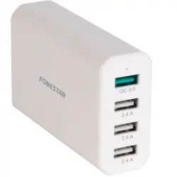 Fonestar USBPOWER-4D Cargador de Pared 4 Puertos con Carga Rápida 40W Blanco
