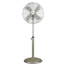 Bastilipo - Palma Ventilador De Pie Metálico, 50 W, Acero Inoxidable, 3 Velocidades, Color Champagne