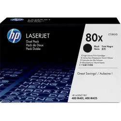 HP 80X Pack Ahorro Tóner Original Laserjet Alta Capacidad Negro