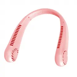 Klack Ventilador Portátil de Cuello de Doble Cabeza Recargable por USB Rosa