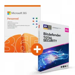 Microsoft 365 Personal Licencia De 1 Año Estaciones Ilimitadas 1 Usuario + Bitdefender Total Security 1 Año 3 Dispositivos Descarga Digital