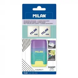 Milan Compact Sunset Sacapuntas Doble con Goma + 2 Recambios