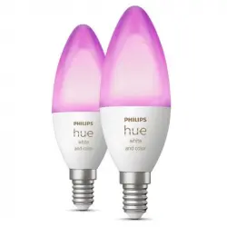 Philips Hue White and Color Ambiance Pack 2 Bombillas LED Inteligentes Vela E14 4W RGB