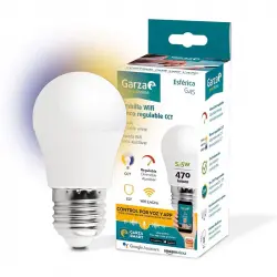 Garza Smarthome Bombilla Esférica LED WiFi 5.5W E27 Regulable