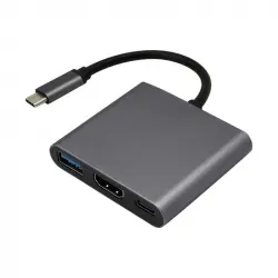 OcioDual Cable Adaptador de USB Tipo C a USB 3.1 y Salida HDTV Audio Video Datos Plata
