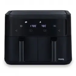 H.koenig FRY900 Freidora de Aire con Doble Cesta 2x 4.5L y 8 Programas 2400W Negra