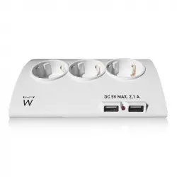 Ewent Regleta 3x Schuko 2xUSB Blanca