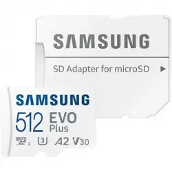Samsung EVO Plus MicroSDXC 512GB UHS-I U3 V30 Clase 10 + Adaptador SD