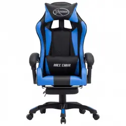 VidaXL Silla Gaming con Reposapiés Cuero Sintético Azul/Negro