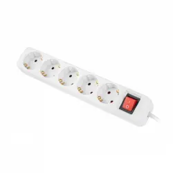 Lanberg Regleta 5 Tomas Schuko con Protección 1.5m Blanca