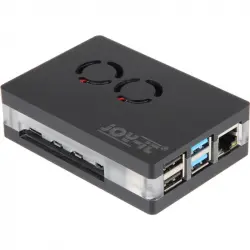 Joy-It Carcasa Negra Acrílica con Doble Ventilador para Raspberry Pi 4B