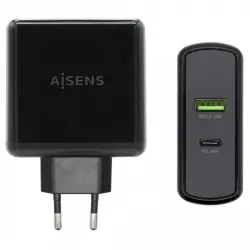 Aisens ASCH-2PD30QC-BK Cargador de Pared USB 2.0/USB-C 48W Negro