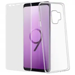 Avizar Funda de Silicona Transparente + Cristal Templado para Samsung Galaxy S9