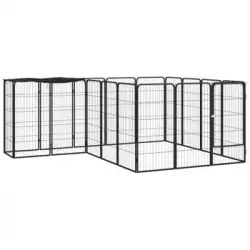 Jaula Perros 18 Paneles | Perrera Exterior Acero Recubierto Polvo Negro 50x100 Cm Cfw765819