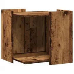 Mueble Arenero De Gatos Madera Ingeniería Envejecida 53x53x51cm Vidaxl