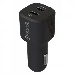 Muvit Cargador de Coche 2x USB-C PD 20W Negro