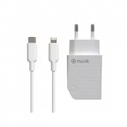 Muvit Cargador USB- C 20W + Cable USB-C a Lightning 1m
