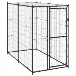 Perrera De Exterior | Jaula Para Perro | Parque Para Mascotas De Acero Con Techo 110x220x180 Cm Cfw783917