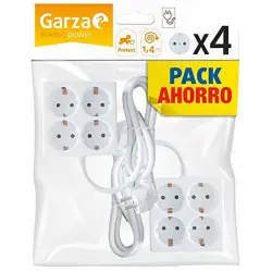 Garza Basic Power Pack 2 Regletas Cuadradas de 4 Tomas