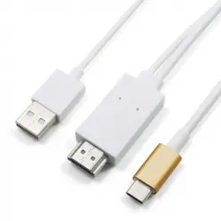 OcioDual Cable Adaptador 4K de USB Tipo C a HDTV con Alimentación Blanco para PC Portátiles TV Blanco